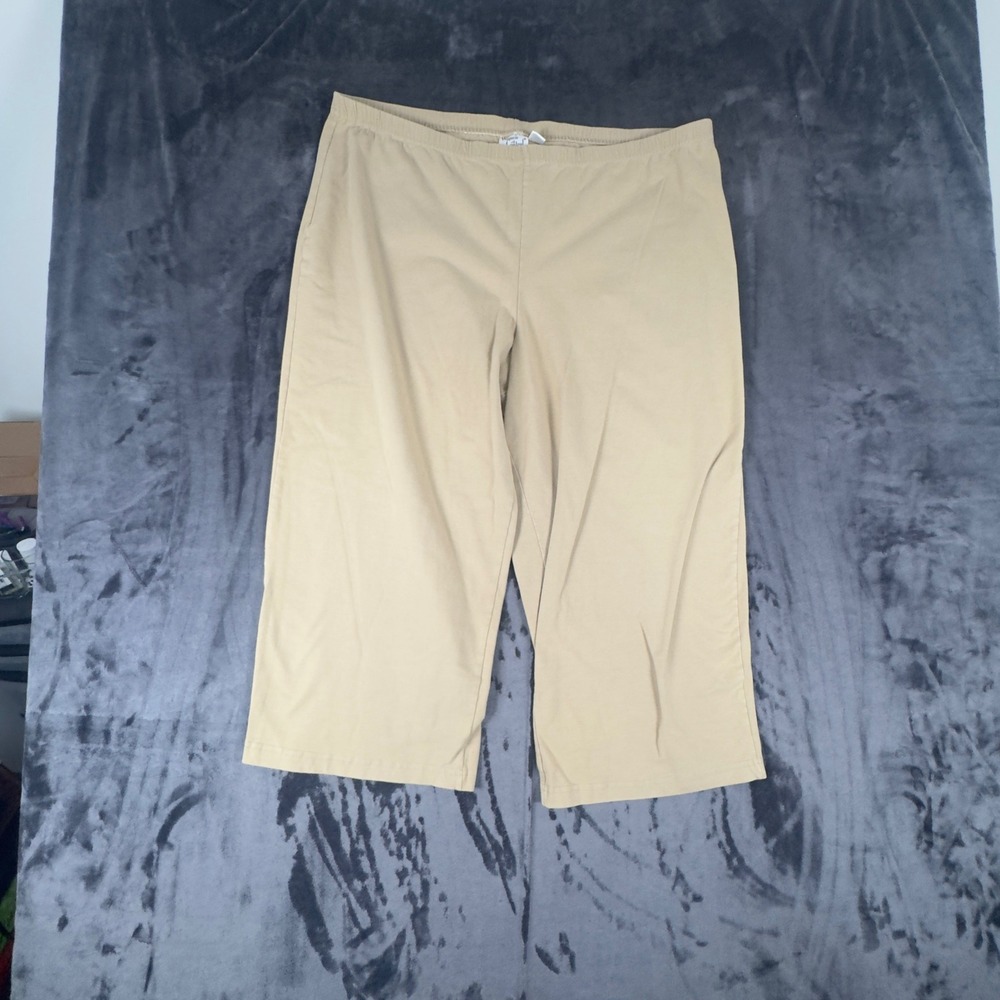 Women with Control Cropped Pants Womens 3X Tan Elastic Waist Stretch Cotton 4857